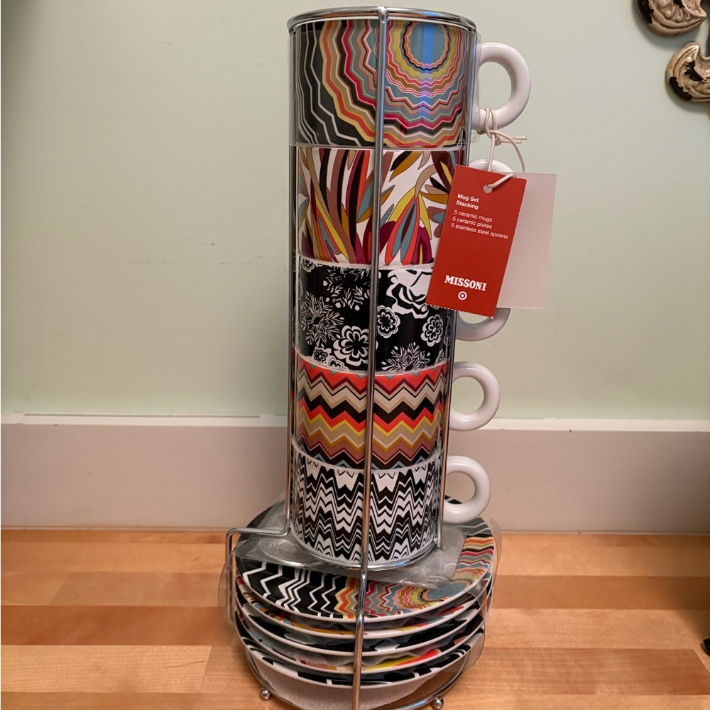 Missoni for Target Multicolor Mug Set of 5 with Spoons and Stand